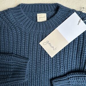 Goumi Kids Chunky Navy Blue Knit Sweater 100% Organic Cotton Size 4T-5T